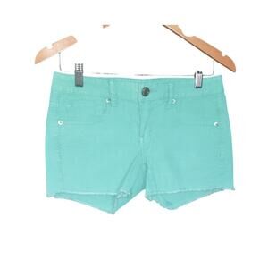 American Eagle Stretch Womens Green Frayed Hem 5 Pocket Corduroy Shorts Size 6
